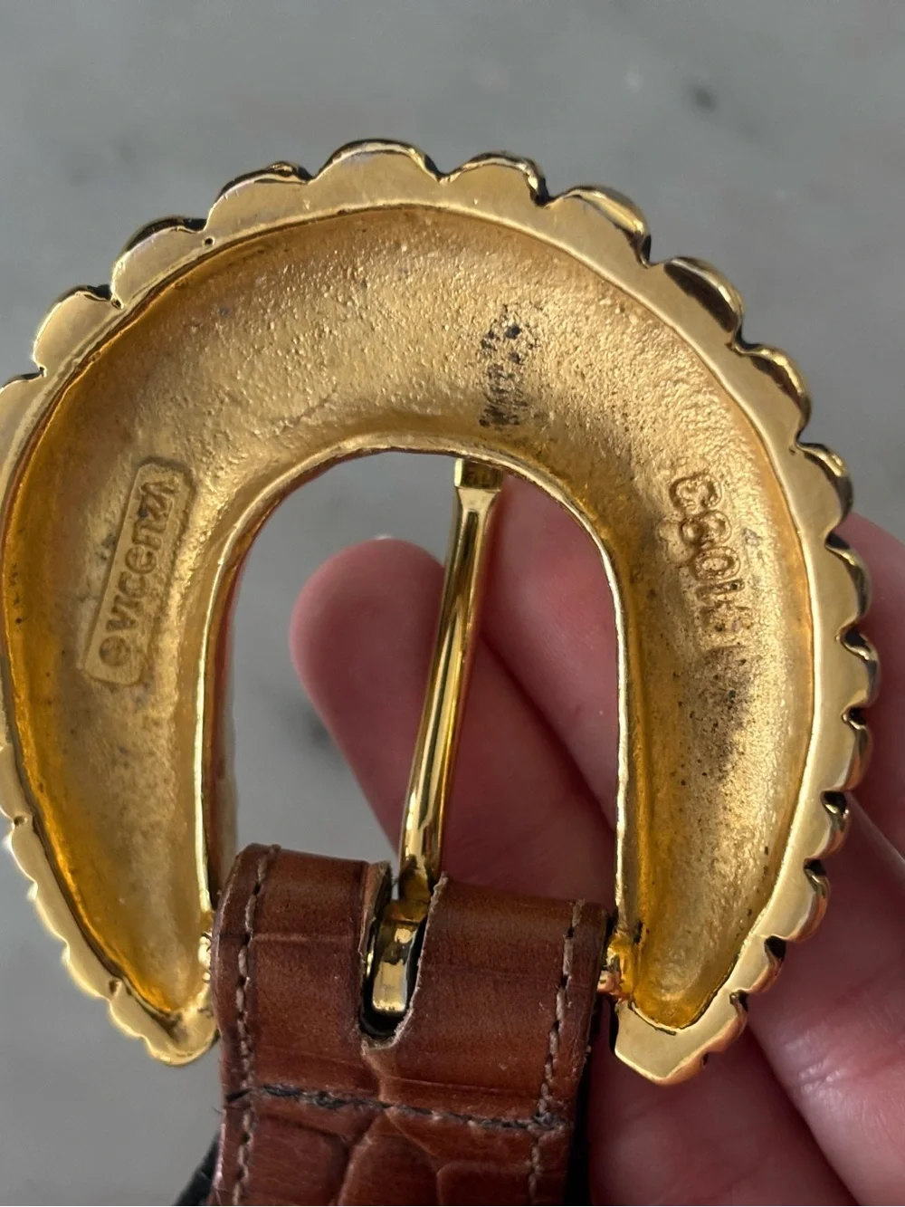 Vintage Vicenza Brown Leather Belt with Gold Hardware